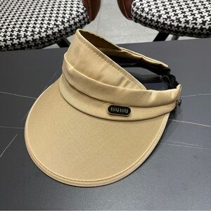 Miu Miu Canvas Sun Hat with Frayed Edges and Embossed Logo